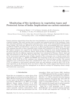 Monitoring of Fire Incidences in Vegetation Types and Protected
