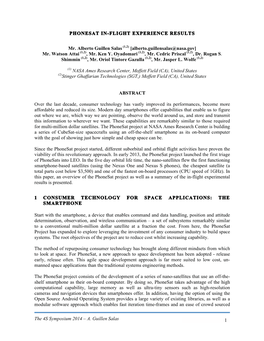 PHONESAT IN-FLIGHT EXPERIENCE RESULTS V4