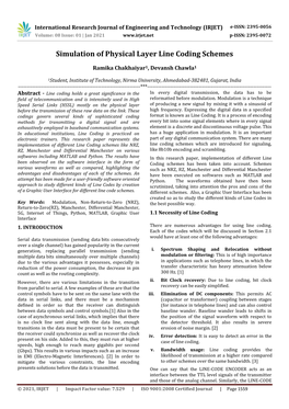 Simulation of Physical Layer Line Coding Schemes