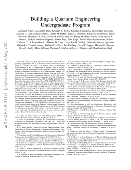 Building a Quantum Engineering Undergraduate Program Abraham Asfaw, Alexandre Blais, Kenneth R