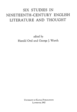 Six Studies in Nineteenth^Century English Literature and Thought