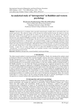 An Analytical Study of “Introspection” in Buddhist and Western Psychology