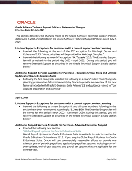Oracle Technical Support Policies Has Been Changed to the Oracle Software Technical Support Policies