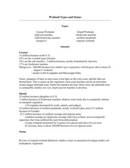 Wetland Types and Status