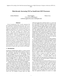 Mini-Threads: Increasing TLP on Small-Scale SMT Processors