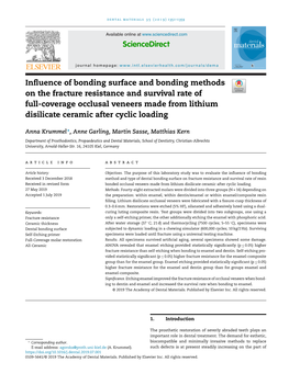 Influence of Bonding Surface and Bonding Methods on the Fracture