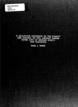 A Qualitative Discussion of the Stability and Control of Vtol Aircraft During Hover (Out of Ground Effect) and Transition