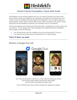 GOOGLE DUO Quick-Start Guide