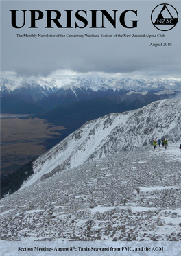 August 8Th: Tania Seaward from FMC, and the AGM Uprising Newsletter of the Canterbury/Westland Section, New Zealand Alpine Club June 2019