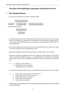 The Place of Morphology in Grammar: Historical Overview