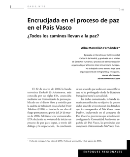 Encrucijada En El Proceso De Paz En El País Vasco ¿Todos Los Caminos Llevan a La Paz?