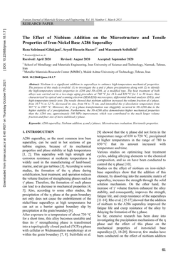 The Effect of Niobium Addition on the Microstructure and Tensile