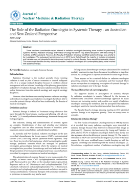 The Role of the Radiation Oncologist in Systemic Therapy