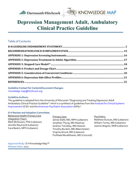 Adult, Ambulatory Clinical Practice Guideline