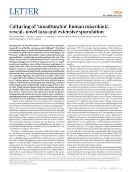 Human Microbiota Reveals Novel Taxa and Extensive Sporulation Hilary P