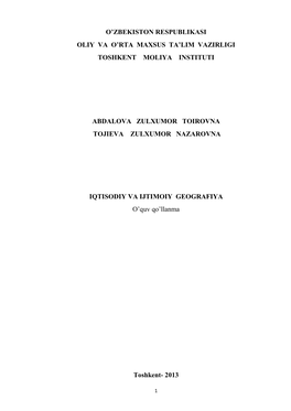 O'zbekiston Respublikasi Oliy Va O'rta Maxsus Ta'lim