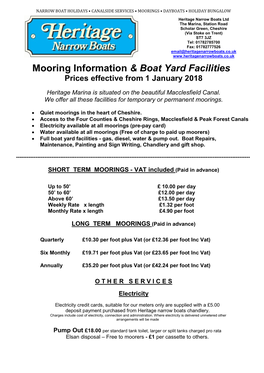 Mooring Information & Boat Yard Facilities