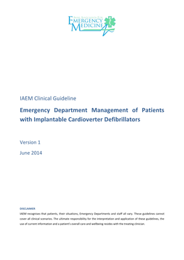 Emergency Department Management of Patients with Implantable Cardioverter Defibrillators