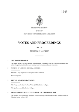 1243 Votes and Proceedings