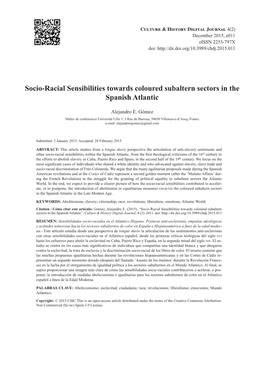 Socio-Racial Sensibilities Towards Coloured Subaltern Sectors in the Spanish Atlantic