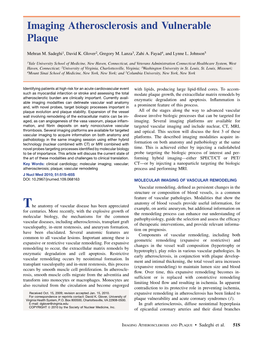 Imaging Atherosclerosis and Vulnerable Plaque