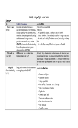 Healthy Living – Safety Lesson Series