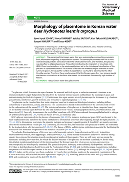 Morphology of Placentome in Korean Water Deer Hydropotes Inermis Argropus