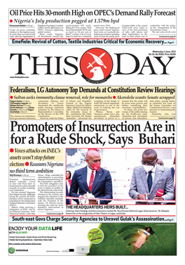 Promoters of Insurrection Are in for a Rude Shock, Says Buhari
