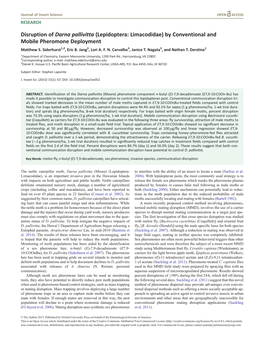 Disruption of Darna Pallivitta (Lepidoptera: Limacodidae) by Conventional and Mobile Pheromone Deployment Matthew S