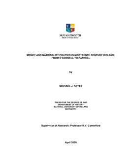Money and Nationalist Politics in Nineteenth Century Ireland: from O’Connell to Parnell