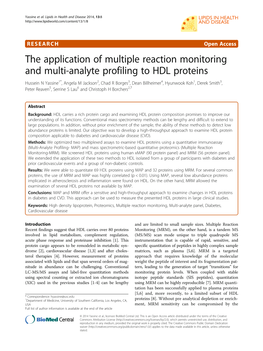 The Application of Multiple Reaction Monitoring and Multi-Analyte