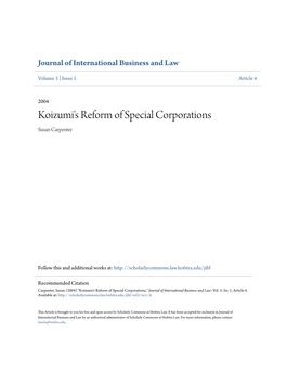 Koizumi's Reform of Special Corporations Susan Carpenter