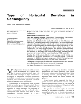 Type of Horizontal Deviation in Consanguinity