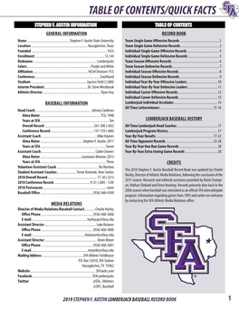 Table of Contents/Quick Facts