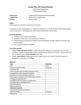 DIY Cloud Chamber UW Science Expeditions UW Medical Physics