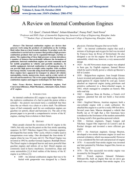 A Review on Internal Combustion Engines