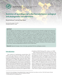 Evolution of Seed Dispersal in the Cerrado Biome: Ecological and Phylogenetic Considerations