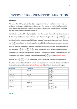 Inverse Trigonemetric Function