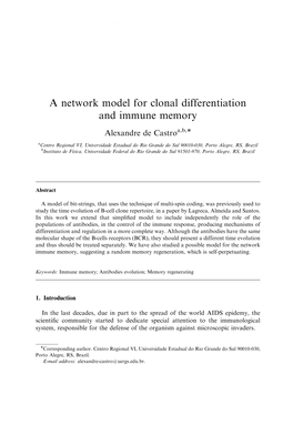 A Network Model for Clonal Differentiation and Immune Memory