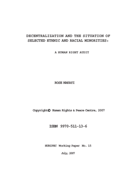 Decentralization and the Situation of Selected Ethnic and Racial Minorities