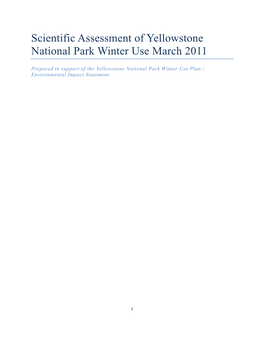 Scientific Assessment of Yellowstone National Park Winter Use March 2011