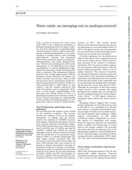 Nitric Oxide: an Emerging Role in Cardioprotection?