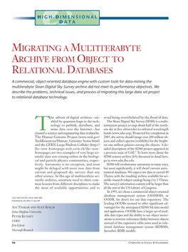 Migrating a Multiterabyte Archive from Object to Relational Databases