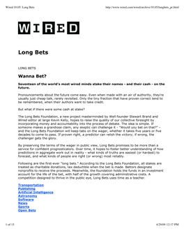 Wired 10.05 Long Bets