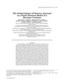 The Global Impact of Sutures Assessed in a Finite Element Model of a Macaque Cranium