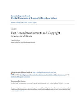 First Amendment Interests and Copyright Accommodations David S