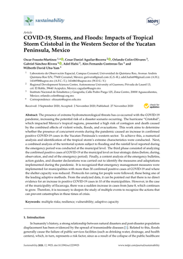 COVID-19, Storms, and Floods: Impacts of Tropical Storm Cristobal in the Western Sector of the Yucatan Peninsula, Mexico