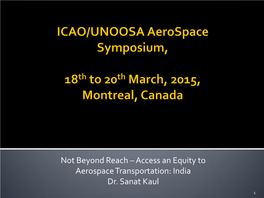 ICAO/UNOOSA Aerospace Symposium, 18Th to 20Th March