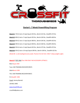 Darian's 7 Week Powerlifting Program