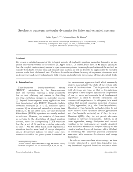 Stochastic Quantum Molecular Dynamics for Finite and Extended